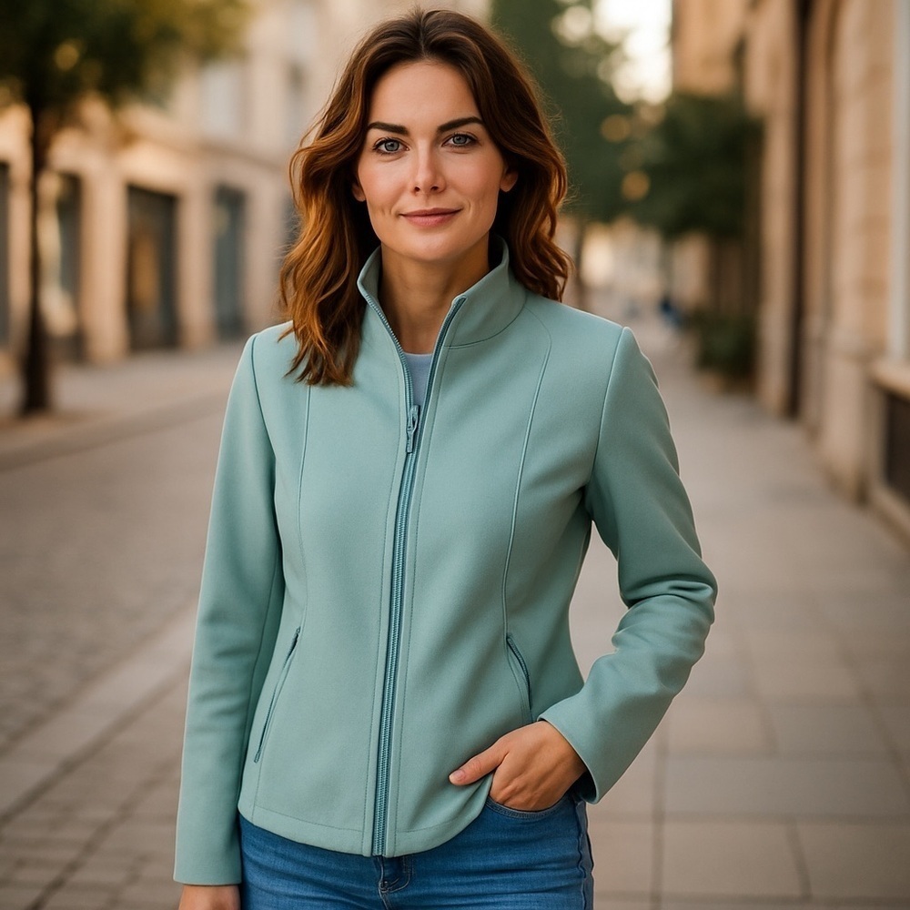 Spanner Ice Blue Zip Funnel Neck Jacket | Size 8